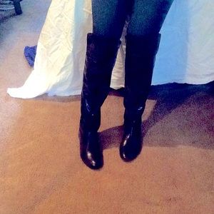 Black Gorgeous Leather Over the Knee Boots US 6